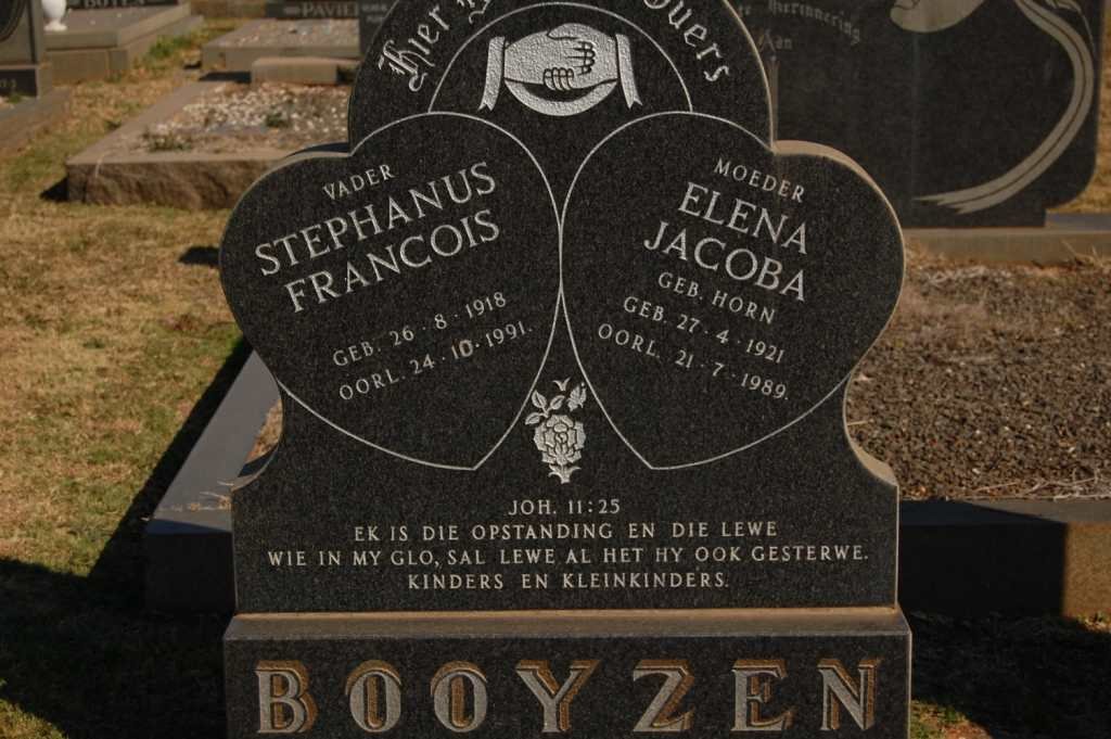 BOOYZEN Stephanus Francois 1918-1991 &amp; Elena Jacoba HORN 1921-1989