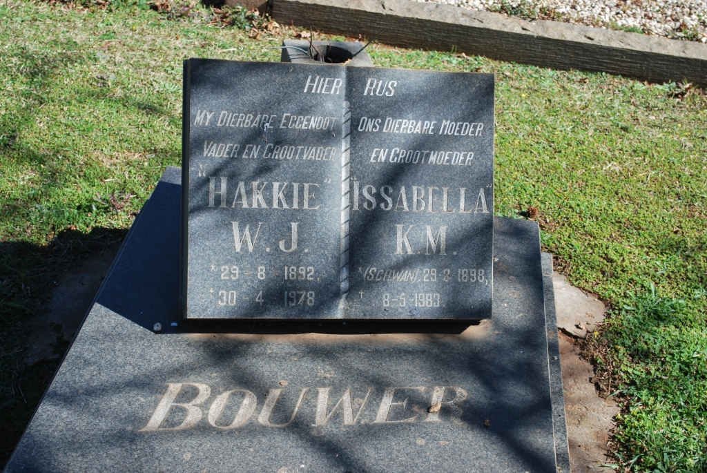 BOUWER W.J. 1892-1978 &amp; K.M. SCHWAN 1898-1983