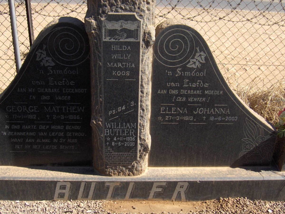 BUTLER George Matthew 1912-1965 &amp; Elena Johanna 1913-2003 :: BUTLER William 1935-2000