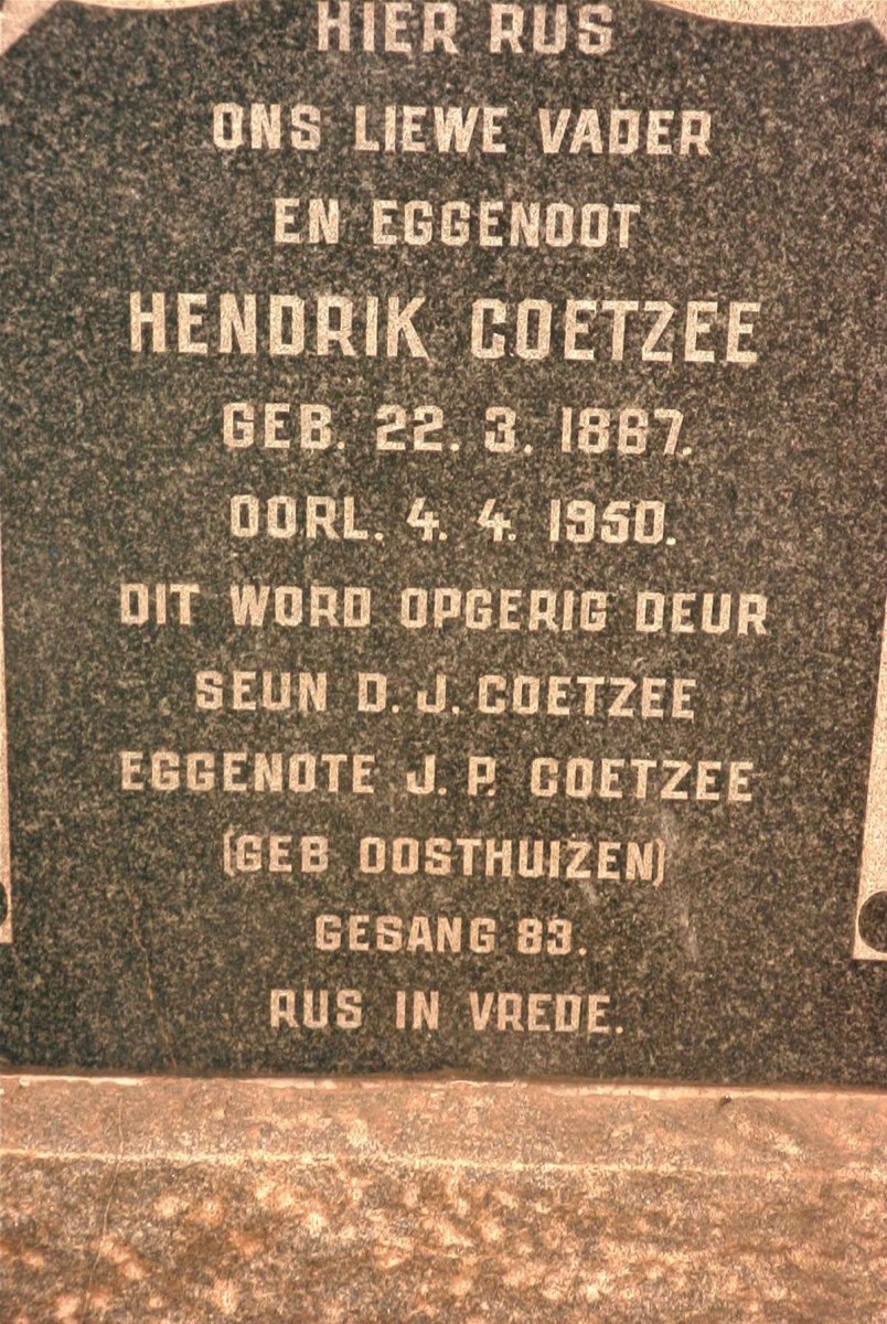 COETZEE Hendrik 1867-1950