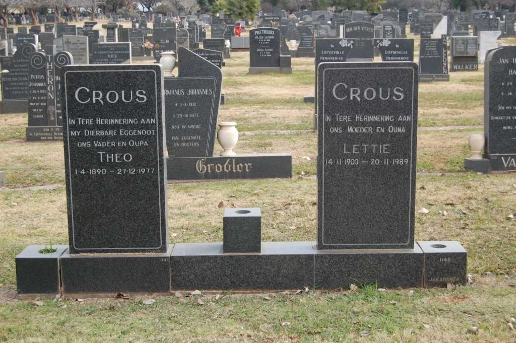 CROUS Theo 1890-1977 & Lettie 1903-1989