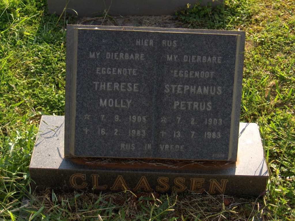 CLAASSEN Stephanus Petrus 1903-1983 &amp; Therese Molly 1905-1983