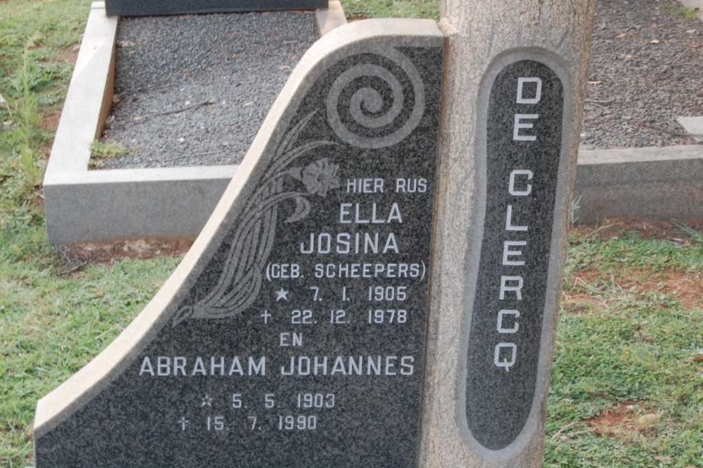 CLERCQ Abraham Johannes, de 1903-1990 &amp; Ella Josina SCHEEPERS 1905-1978