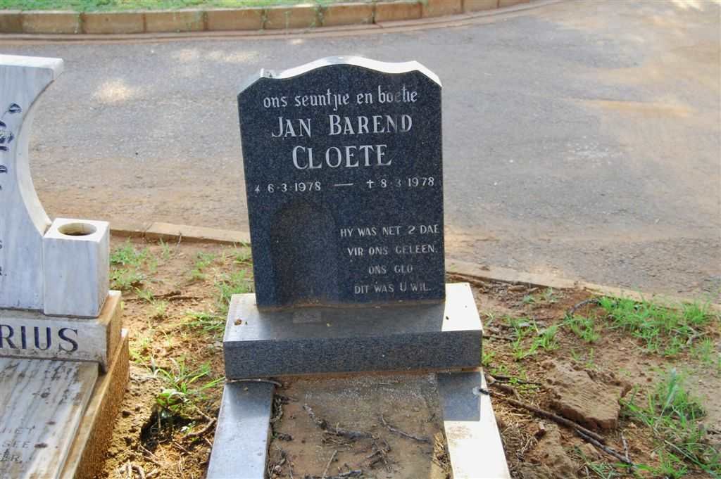 CLOETE Jan Barend 1978-1978