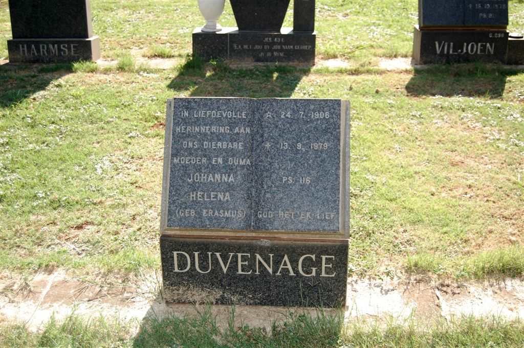 DUVENAGE Johanna Helena nee ERASMUS 1906-1979