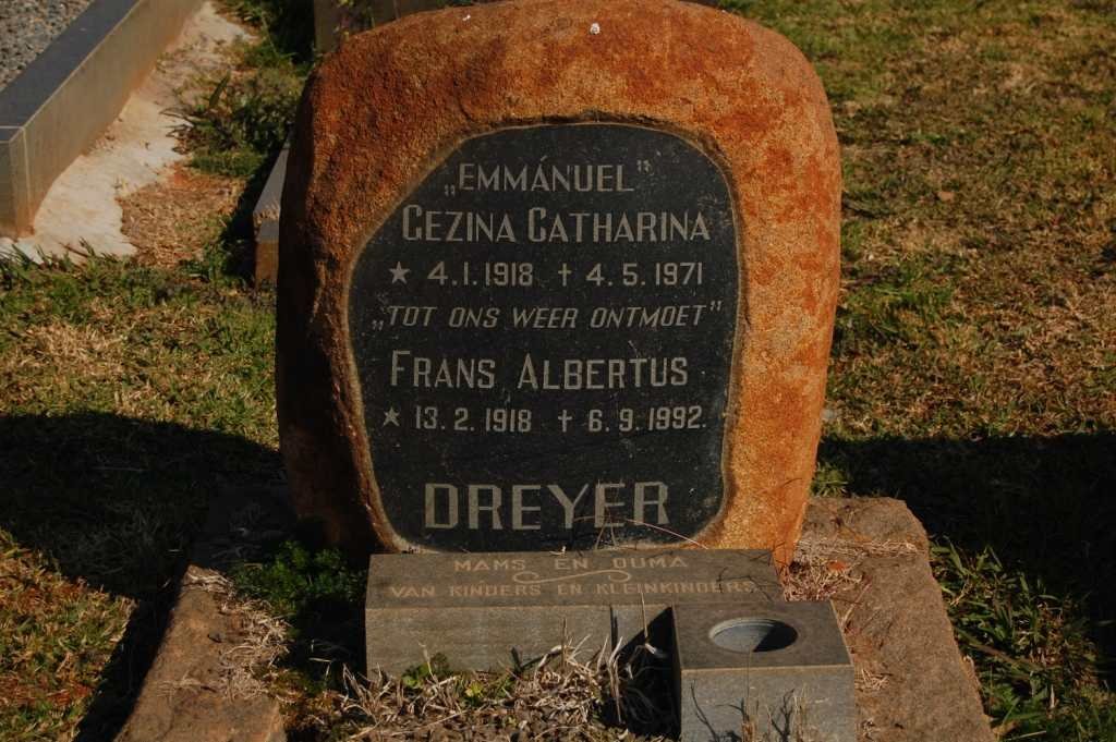DREYER Frans Albertus 1918-1992 &amp; Gezina Catharina 1918-1971