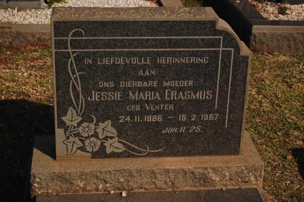 ERASMUS Jessie Maria nee VENTER 1886-1967
