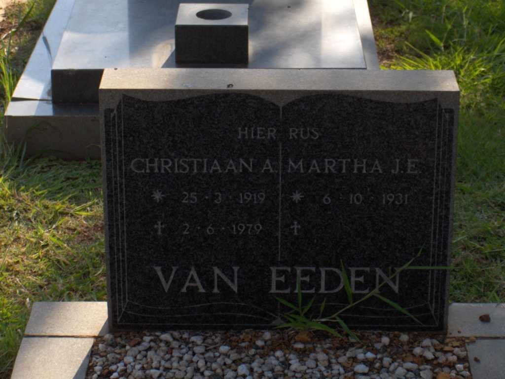 EEDEN Christiaan A., van  1919-1979 &amp; Martha J.E. 1931-