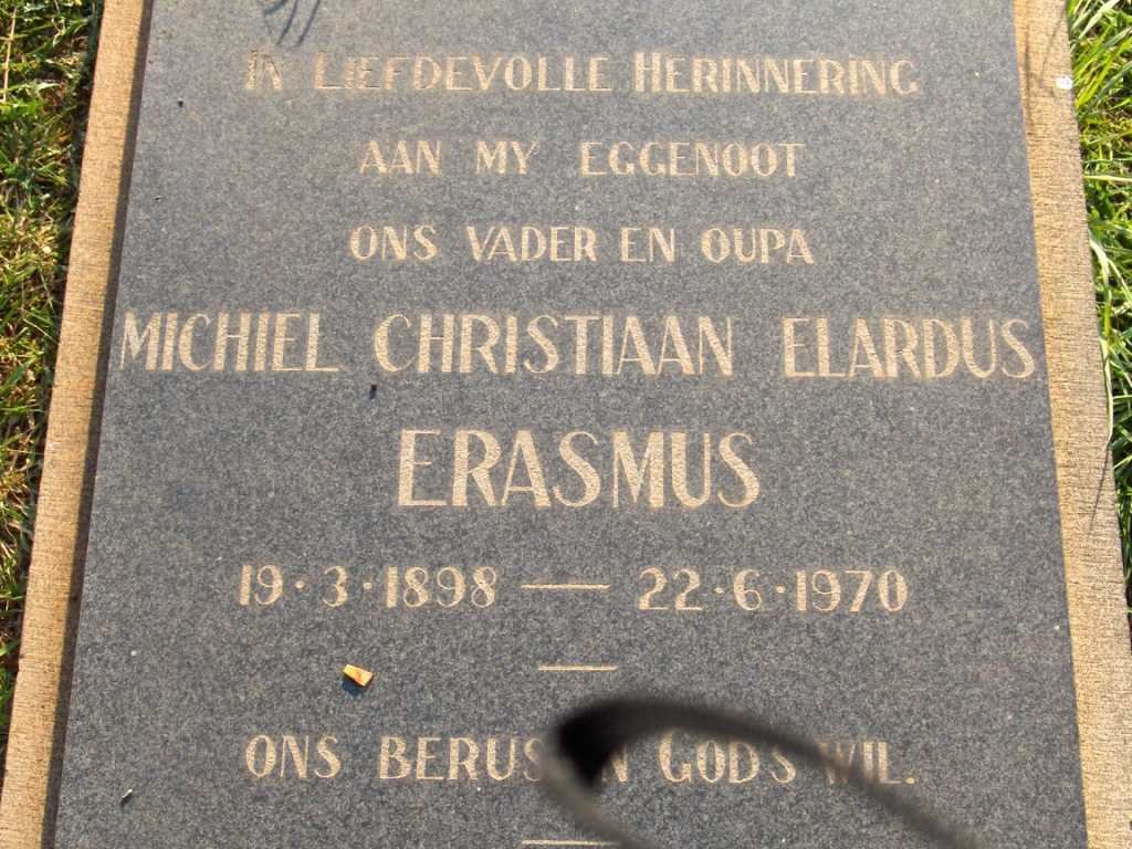 ERASMUS Michiel Christiaan Elardus 1898-1970