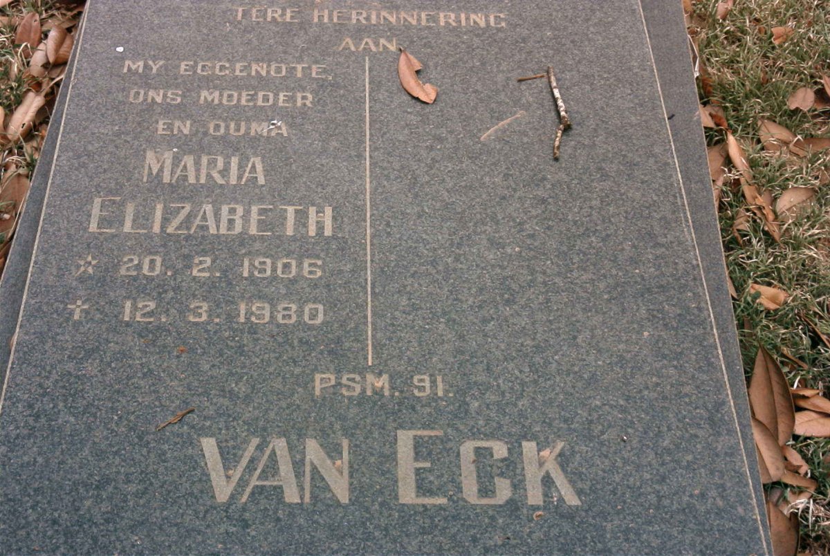 ECK Maria Elizabeth, van 1906-1980