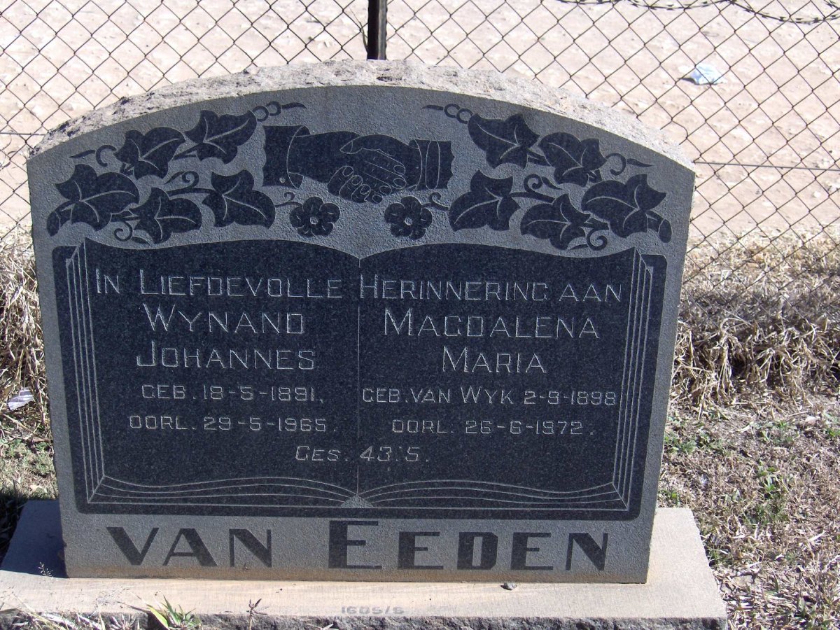 EEDEN Wynand Johannes, van 1891-1965 &amp; Magdalena Maria VAN WYK 1898-1972