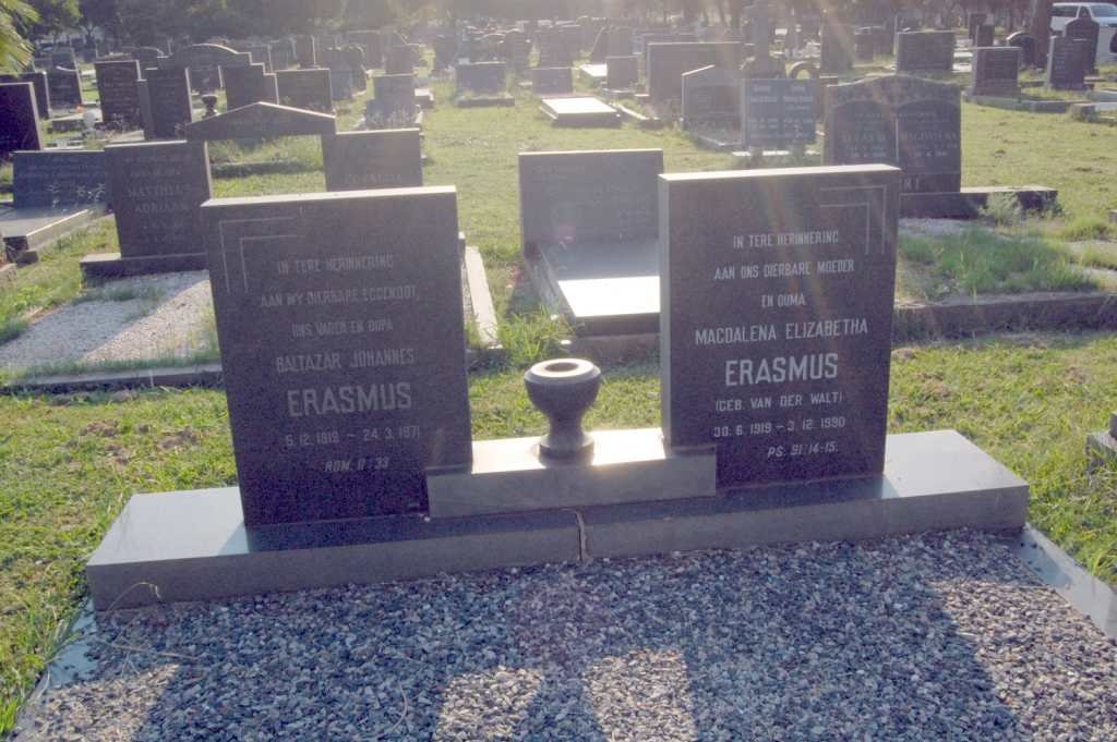 ERASMUS Baltazar Johannes 1919-1971 &amp; Magdalena Elizabetha VAN DER WALT 1919-1990