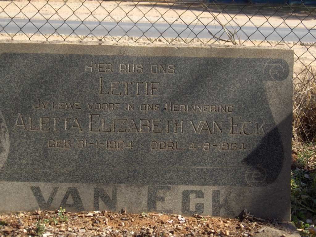 ECK Aletta Elizabeth, van  1904-1964