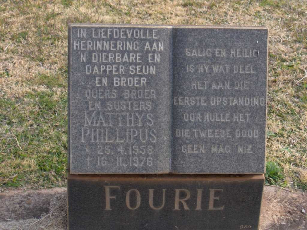 FOURIE Matthys Phillipus 1958-1976
