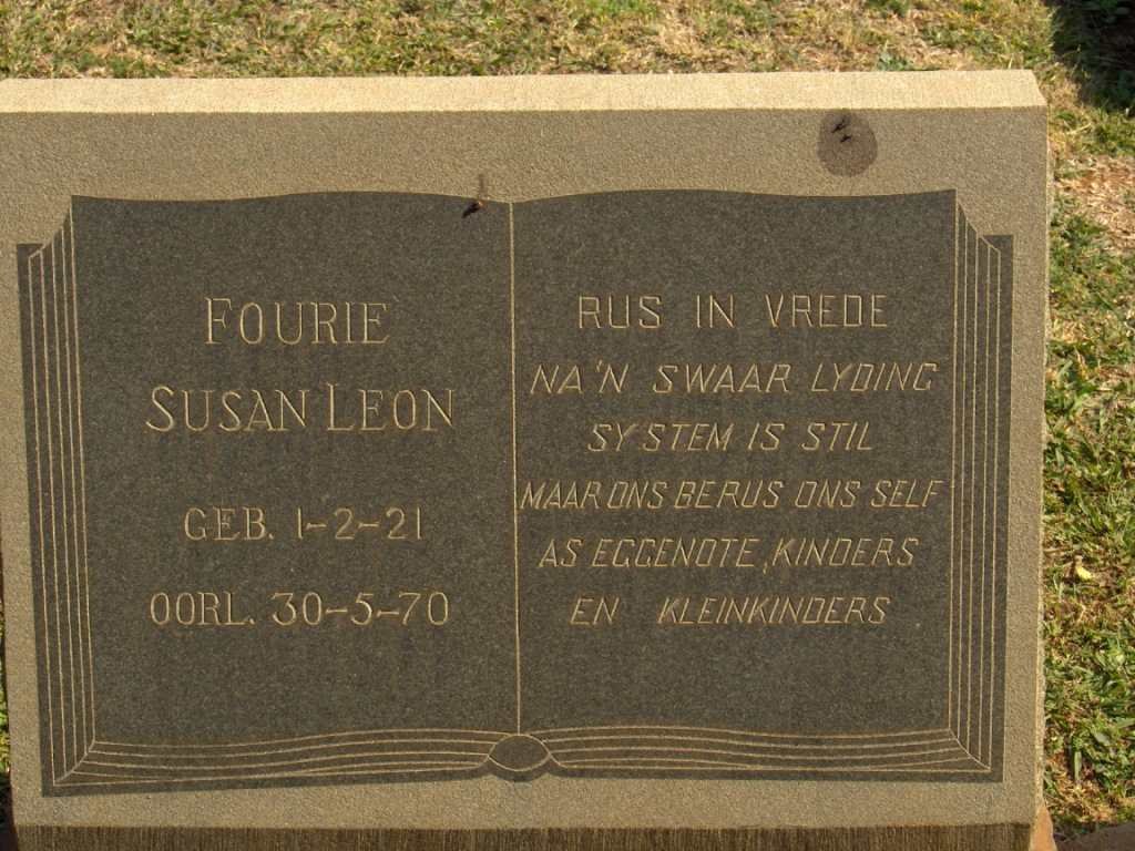 FOURIE Susan Leon 1921-1970