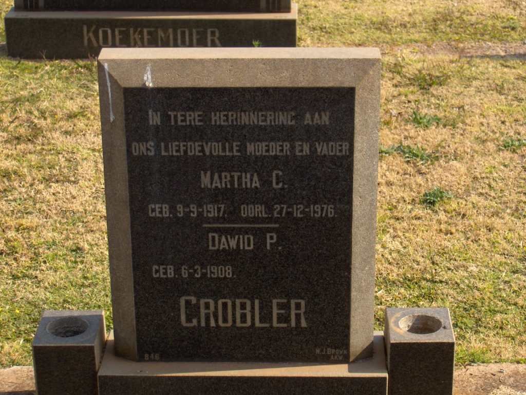 GROBLER Dawid P. 1908- &amp; Martha C. 1917-1976