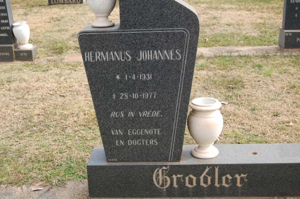 GROBLER Hermanus Johannes 1931-1977
