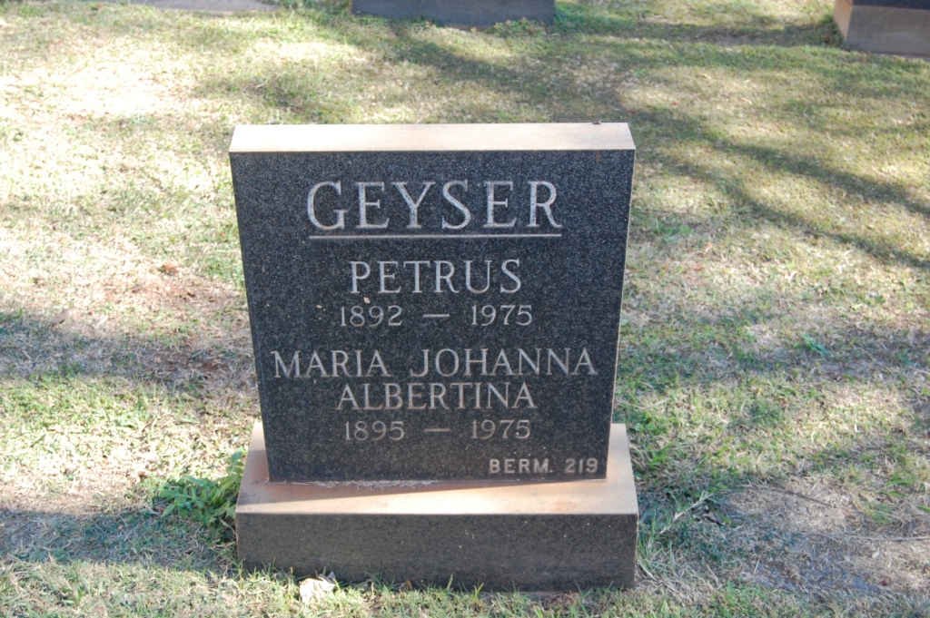 GEYSER Petrus 1892-1975 &amp; Maria Johanna Albertina 1895-1975