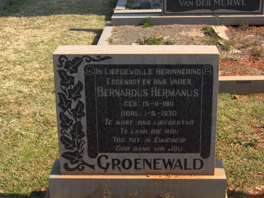 GROENEWALD Bernardus Hermanus 1911-1970