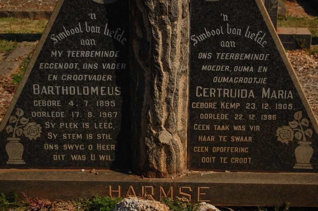 HARMSE Bartholomeus 1895-1967 &amp; Gertruida Maria KEMP 1905-1986