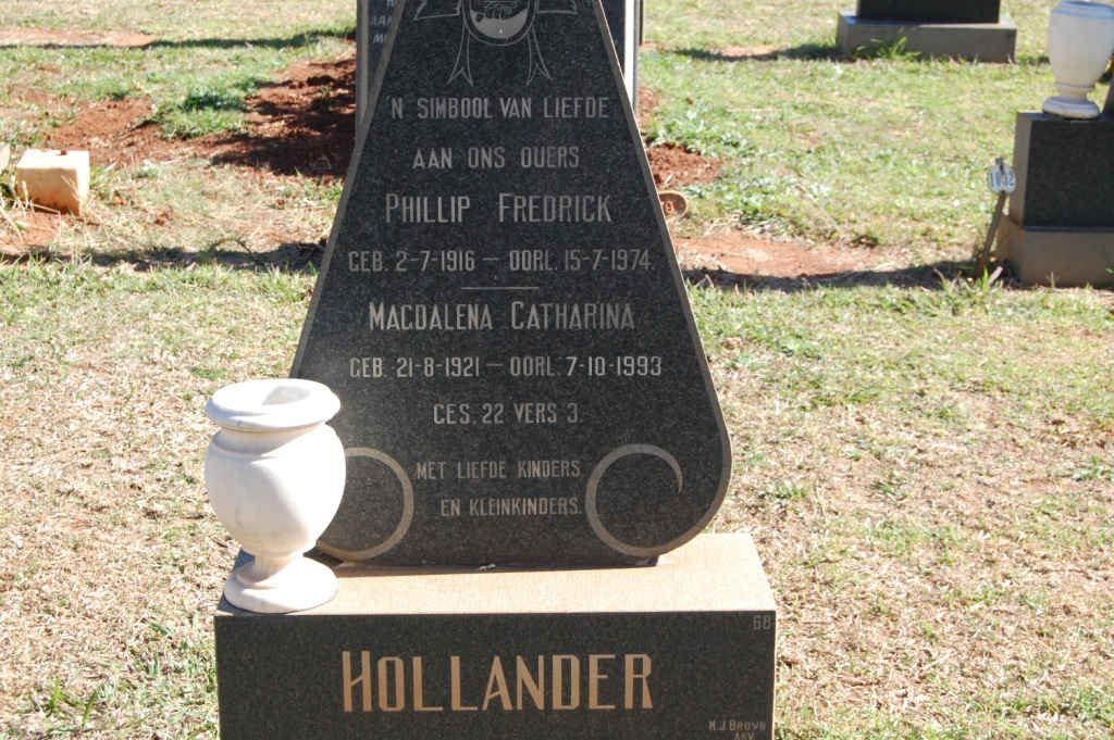 HOLLANDER Phillip Fredrick 1916-1974 &amp; Magdalena Catharina 1921-1993