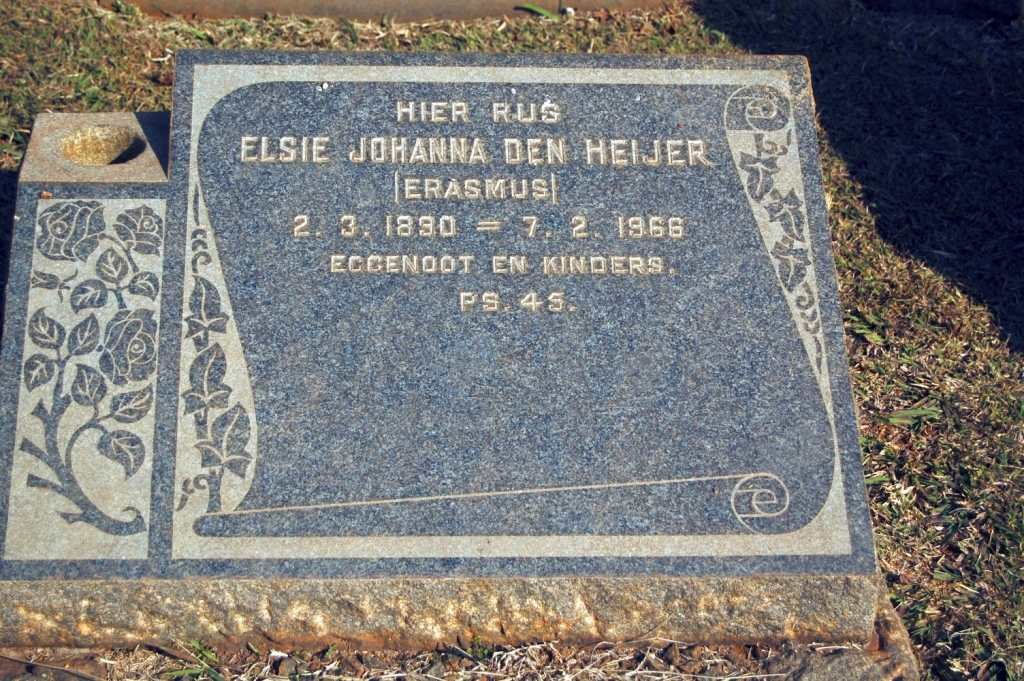 HEIJER Elsie Johanna, den nee ERASMUS 1890-1968