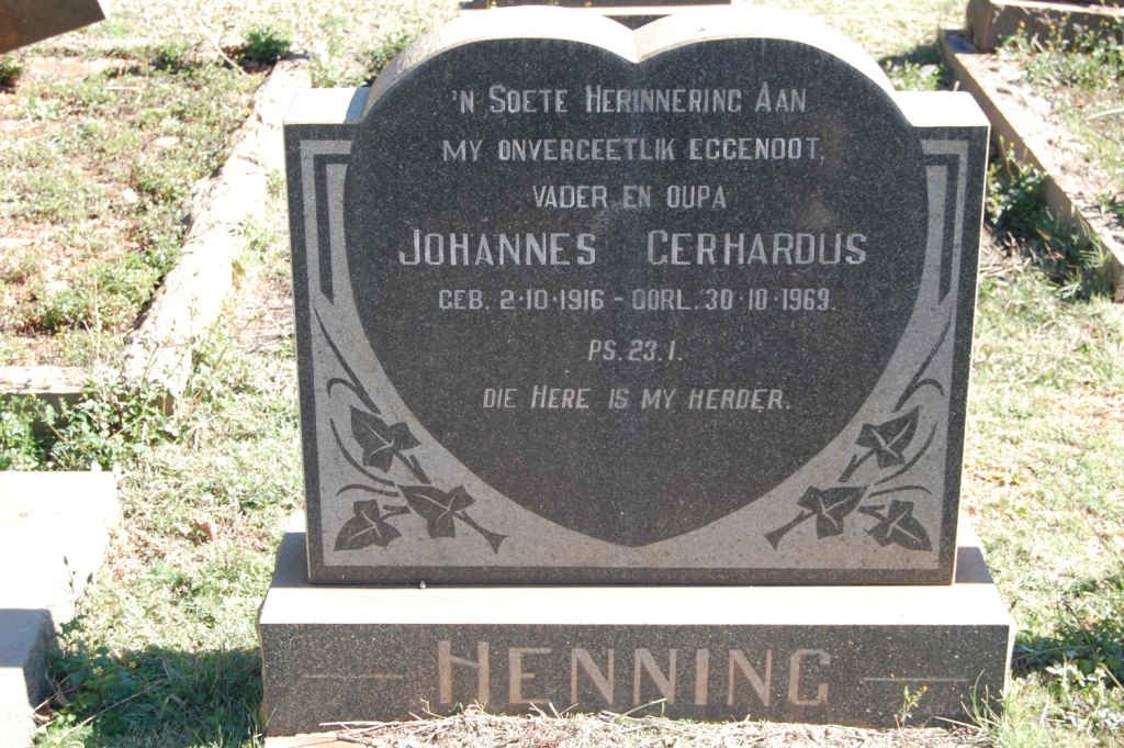 HENNING Johannes Gerhardus 1916-1969