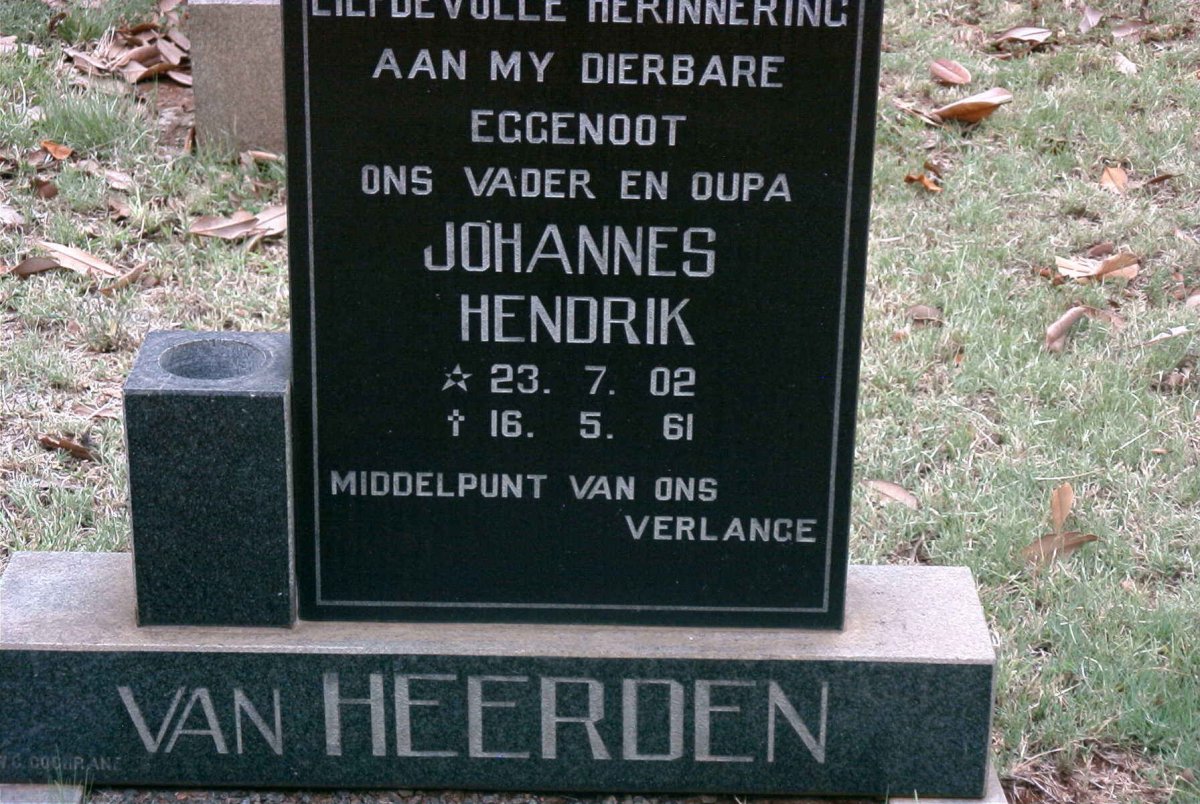 HEERDEN Johannes Hendrik, van 1902-1961