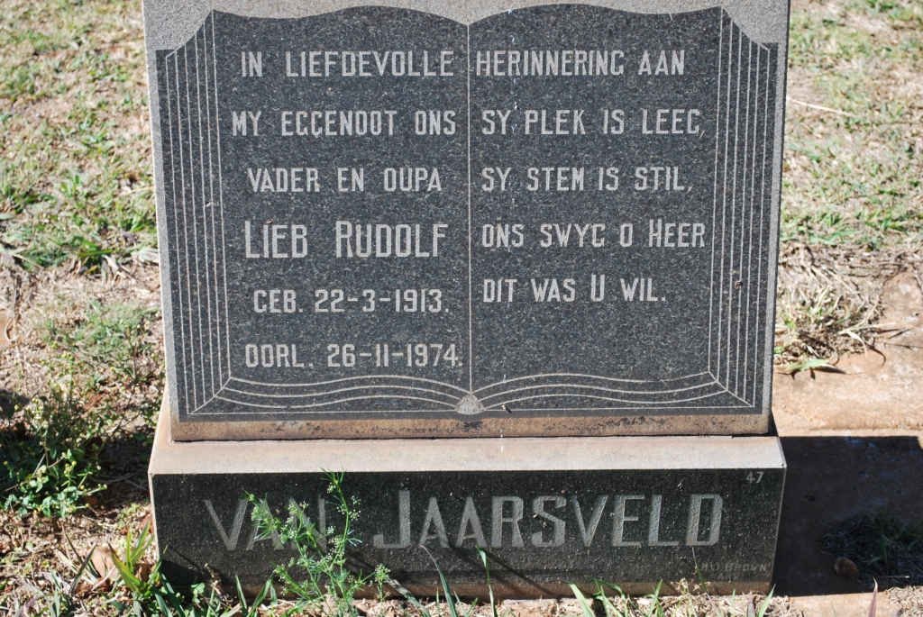JAARSVELD Lieb Rudolf, van 1913-1974