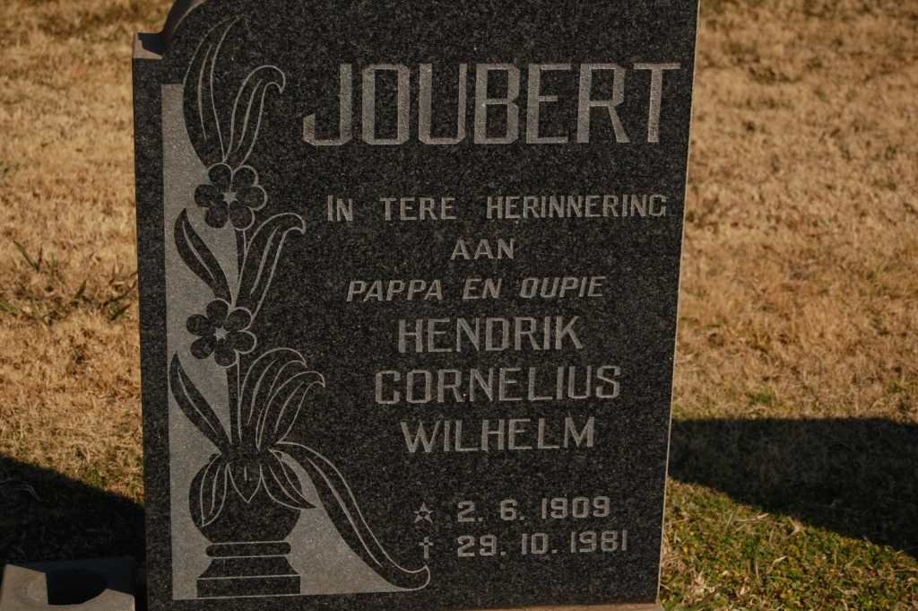 JOUBERT Hendrik Cornelius Wilhelm 1909-1981