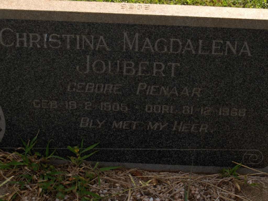 JOUBERT Christina Magdalena nee PIENAAR 1905-1968