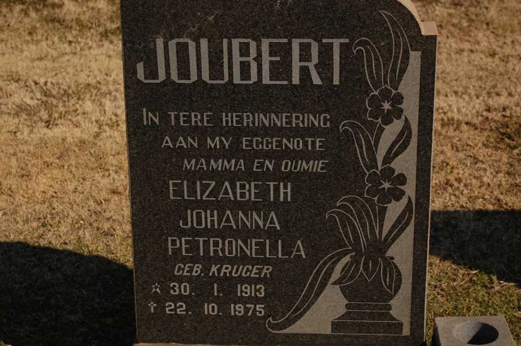 JOUBERT Elizabeth Johanna Petronella nee KRUGER 1913-1975