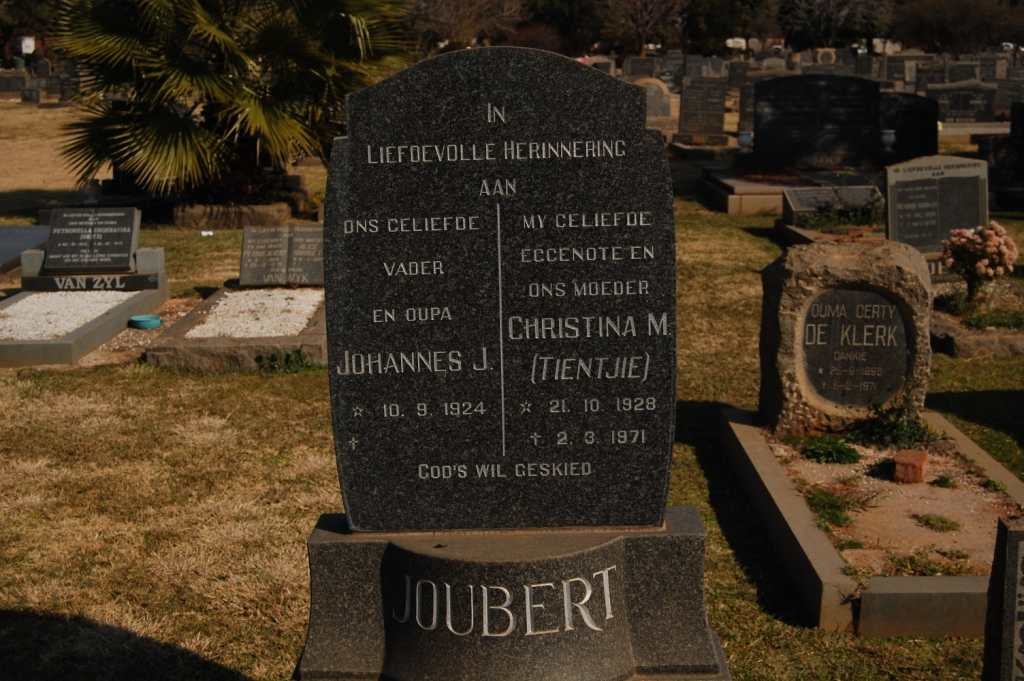 JOUBERT Johannes J. 1924 &amp; Christina M. 1928-1971