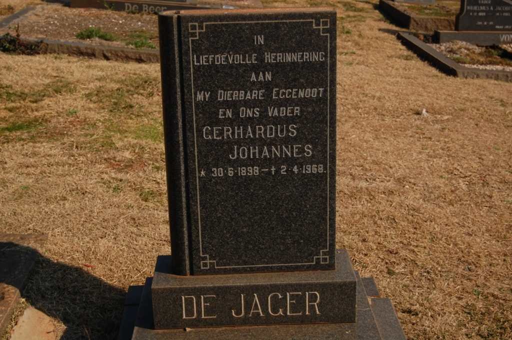 JAGER Gerhardus Johannes, de 1898-1968
