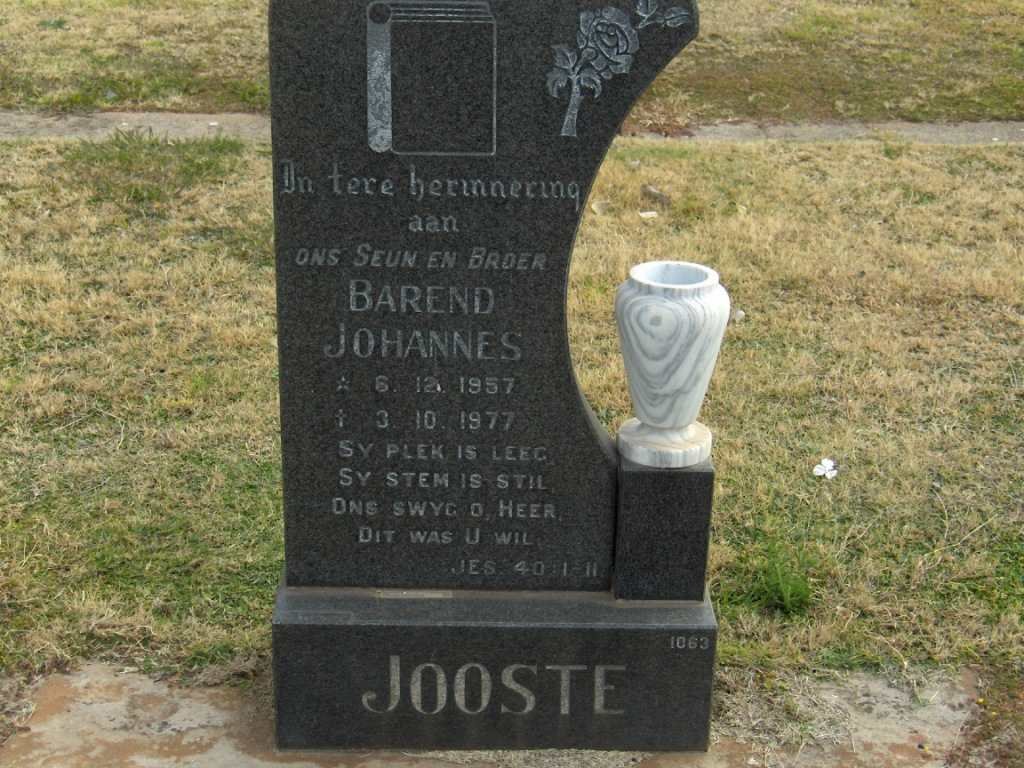 JOOSTE Barend Johannes 1957-1977