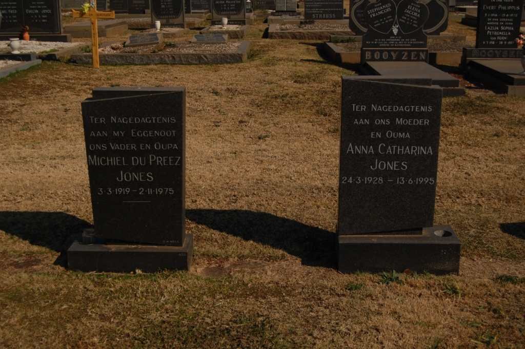 JONES Michiel Du Preez 1919-1975 &amp; Anna Catharina 1928-1995