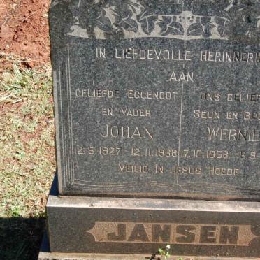 JANSEN Johan 1927-1968 :: JANSEN Wernie 1958-1969
