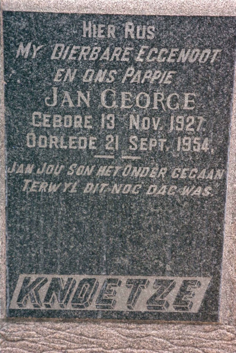 KNOETZE Jan George 1927-1954