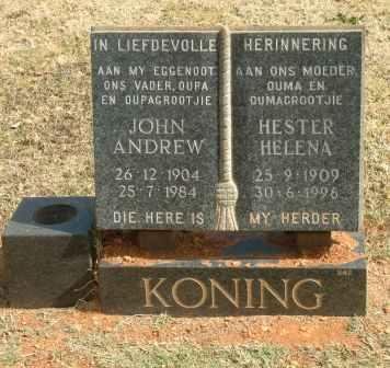 KONING John Andrew 1904-1984 &amp; Hester Helena 1909-1996