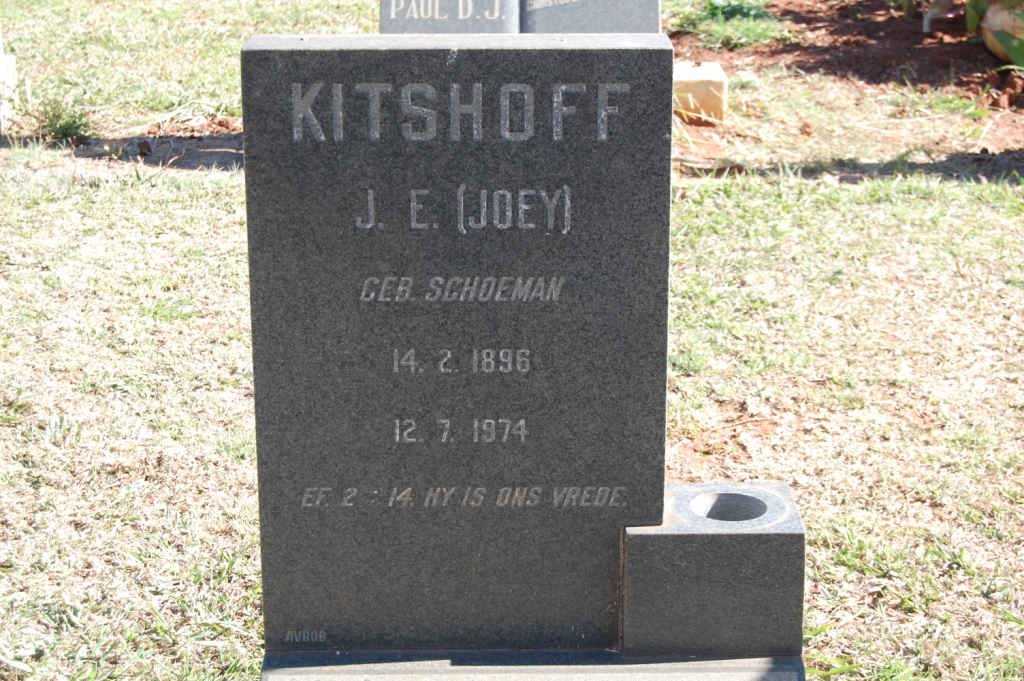 KITSHOFF J.E. nee SCHOEMAN 1896-1974
