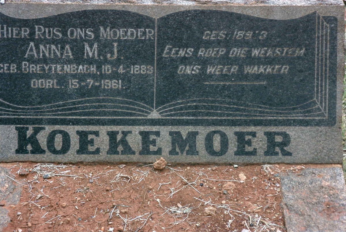 KOEKEMOER Anna M.J. nee BREYTENBACH 1883-1961