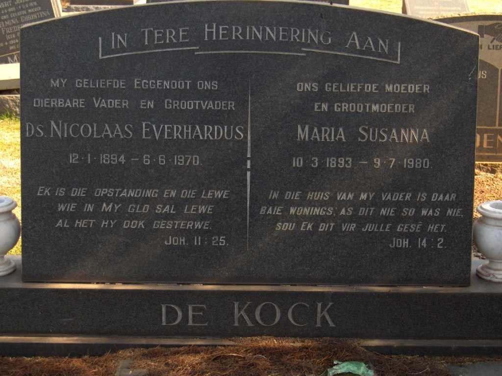 KOCK Nicolaas Everhardus, de 1894-1970 &amp; Maria Susanna 1893-1980