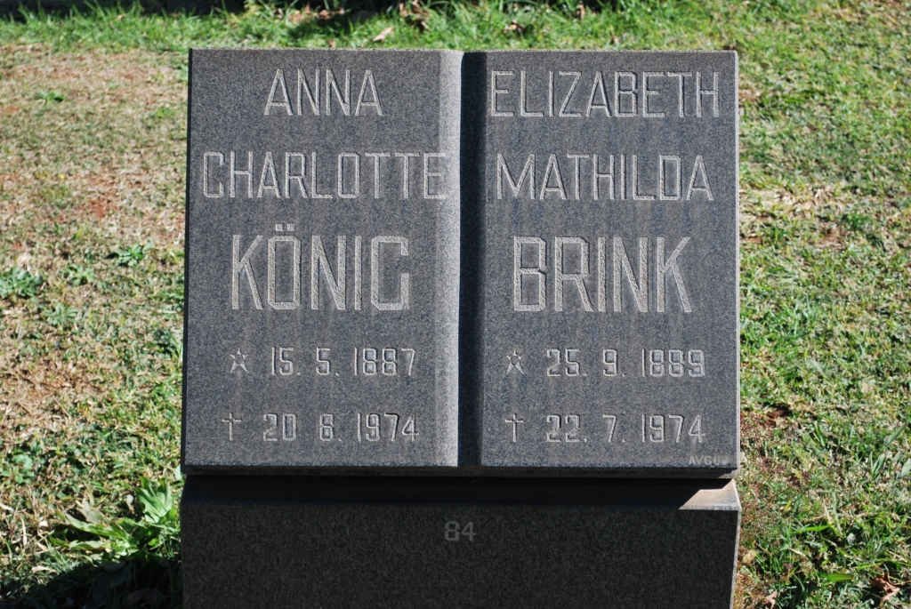 KÖNIG Anna Charlotte 1887-1974 :: BRINK Elizabeth Mathilda 1889-1974