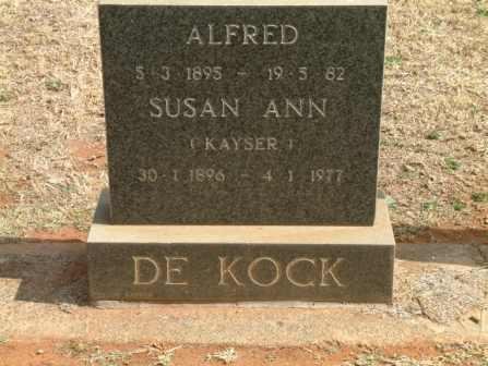 KOCK Alfred, de 1895-1982 &amp; Susan Ann KAYSER 1896-1977