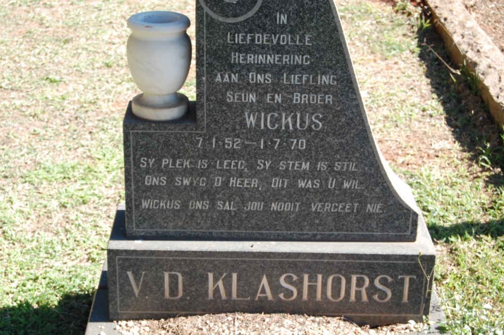 KLASHORST Wickus, v.d. 1952-1970