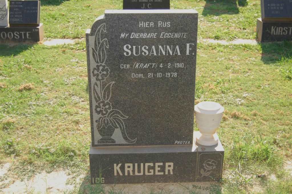 KRUGER Susanna F. nee KRAFT 1910-1978