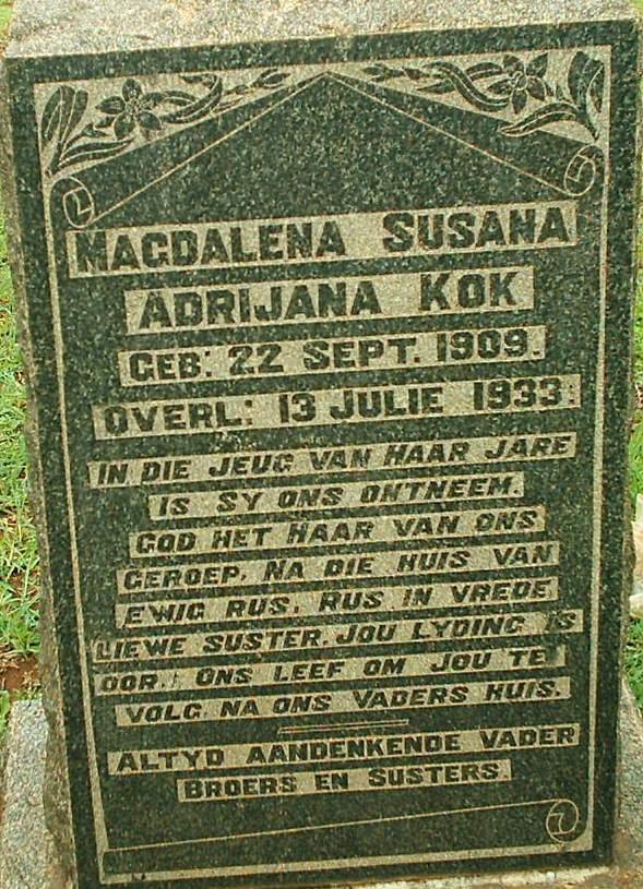 KOK Magdalena Susana Adrijana 1909-1933