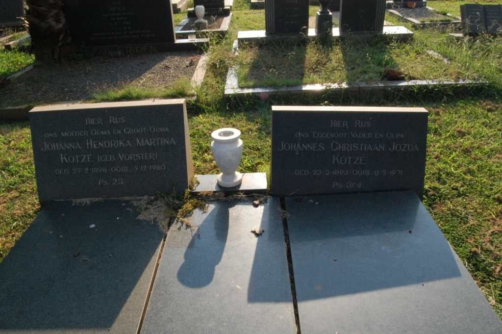 KOTZE Johannes Christiaan Jozua 1893-1971 &amp; Johanna Hendrika Martina VORSTER 1896-1980