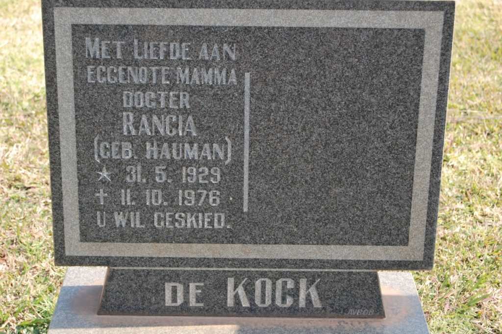 KOCK Rancia, de nee HAUMAN 1929-1976