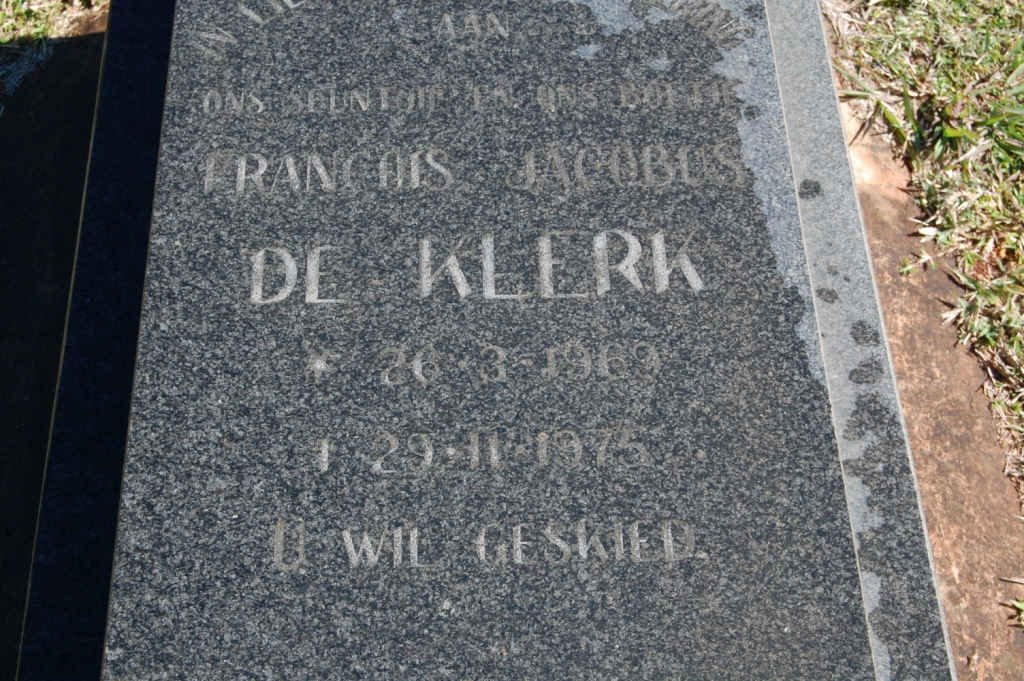 KLERK Francois Jacobus, de 1969-1975